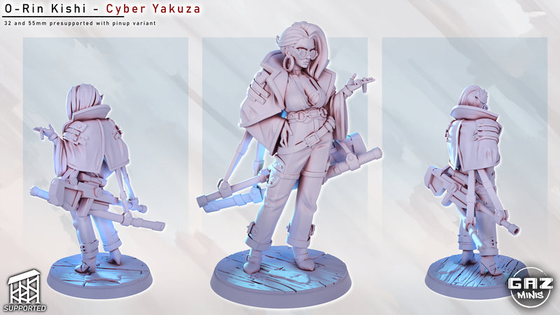 Cyberpunk Yakuza O-Rin Kishi | Fantasy Pin-Up | Fantasy Miniature | Gaz Minis | [Multi-Listing]