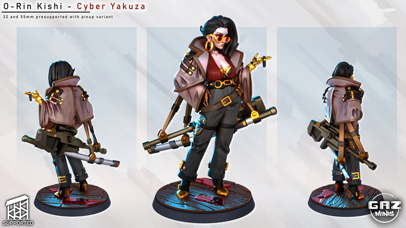 Cyberpunk Yakuza O-Rin Kishi | Fantasy Pin-Up | Fantasy Miniature | Gaz Minis | [Multi-Listing]