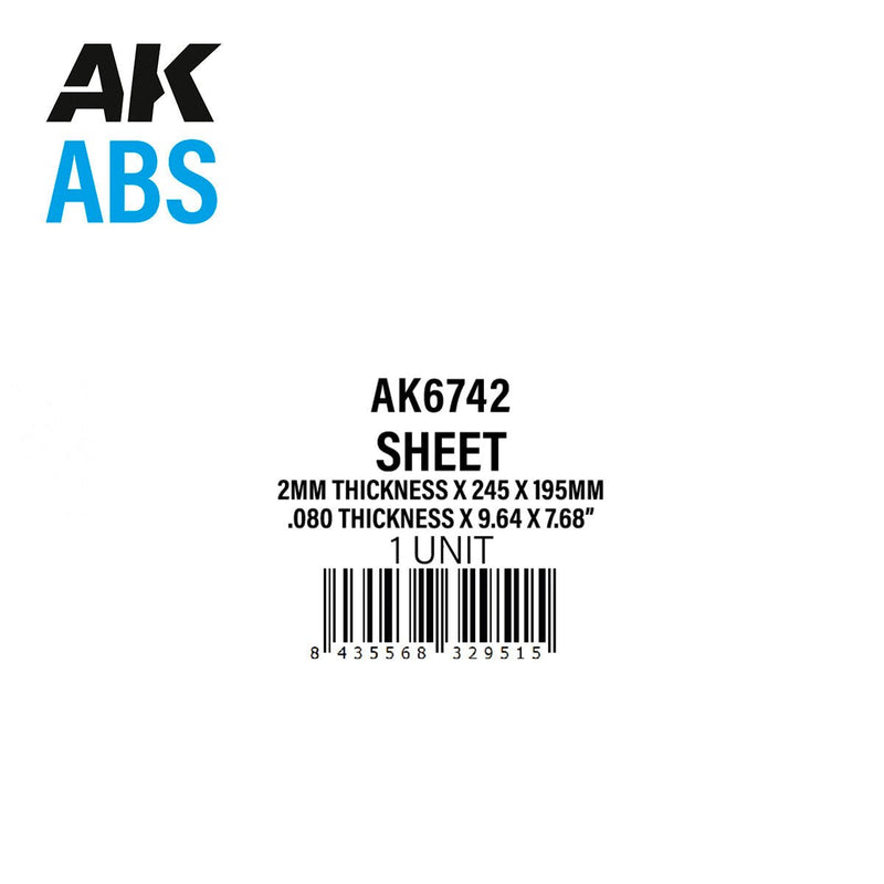 AK Interactive - 2mm Thickness X 245 X 195mm - ABS Sheet (AK6742)