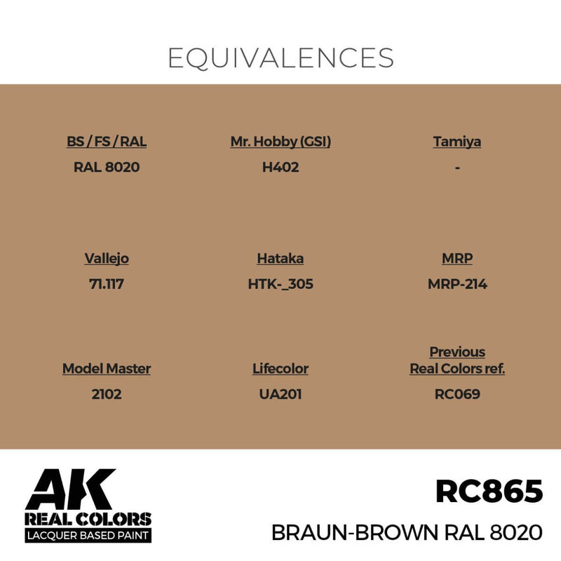AK Interactive Real Colors - Braun-Brown RAL 8020 (RC865)