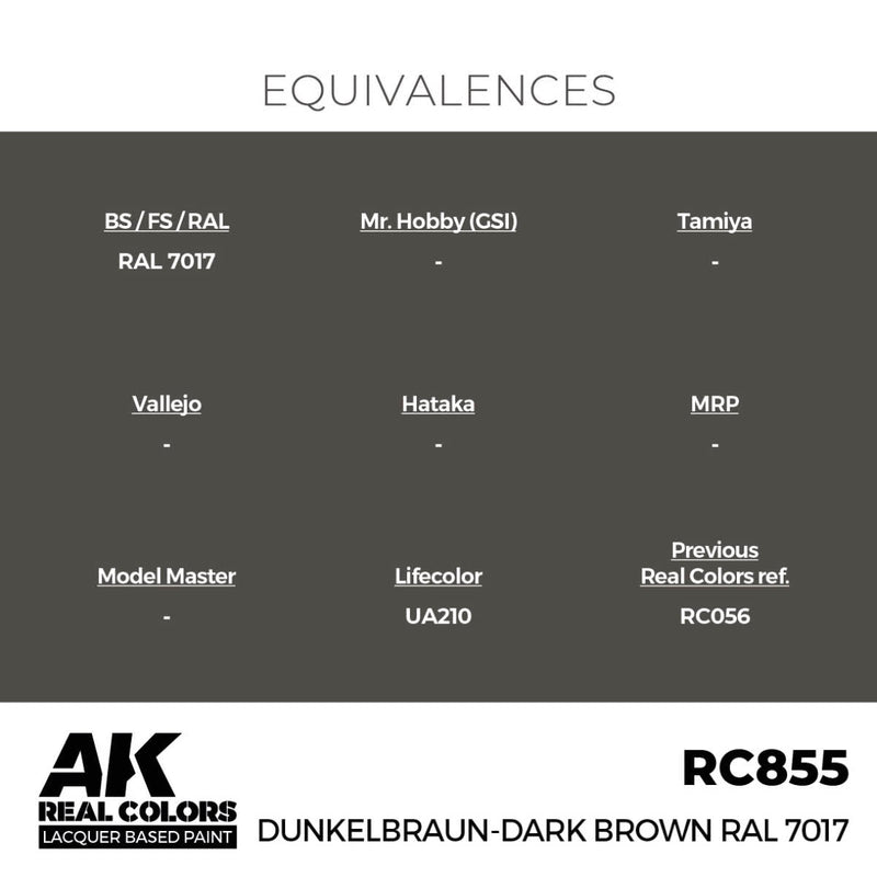 AK Interactive Real Colors - Dunkelbraun-Dark Brown RAL 7017 (RC855)