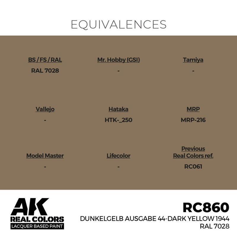 AK Interactive Real Colors - Dunkelgelb Ausgabe 44-Dark Yellow 1944 RAL 7028 (RC860)