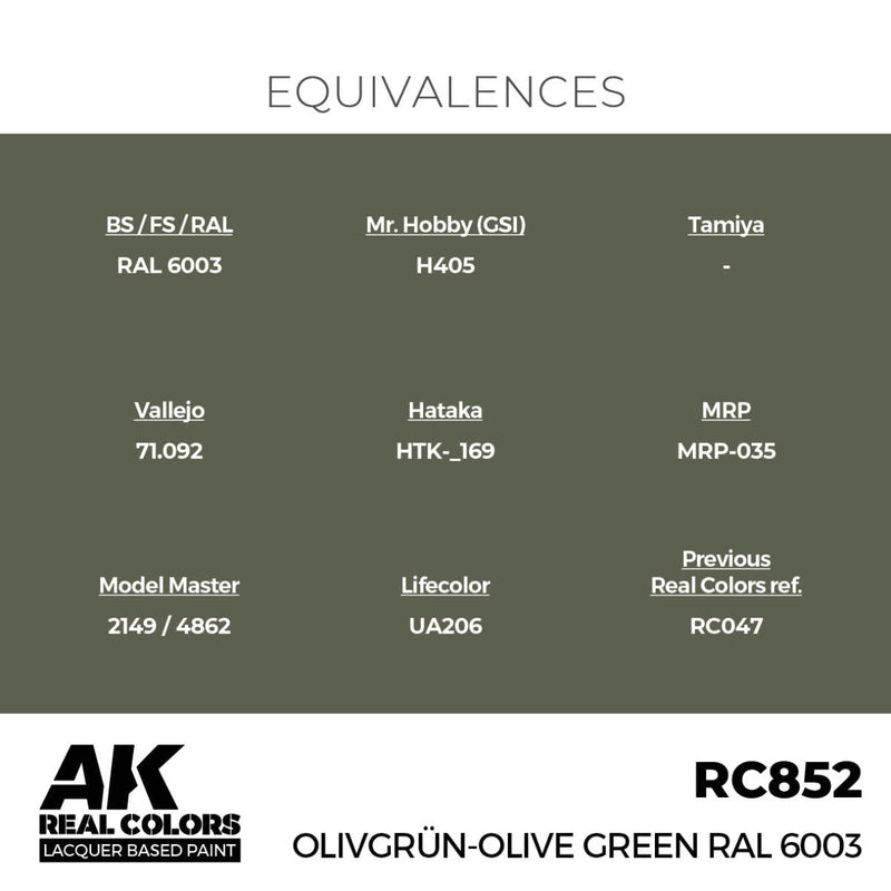 AK Interactive Real Colors - Olivgrün-Olive Green RAL 6003 (RC852)