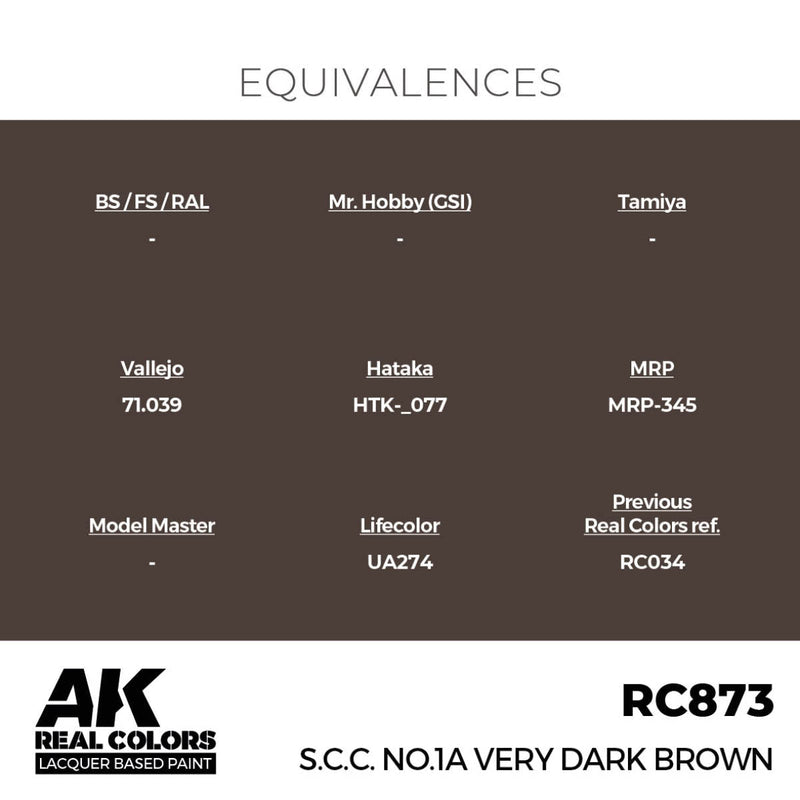 AK Interactive Real Colors - S.C.C. No.1A Very Dark Brown (RC873)