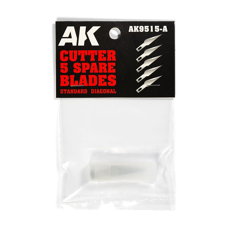 AK Interactive - Standard Diagonal (5 Spare Blades) Replacement for AK Hobby Knife (AK9515-A)