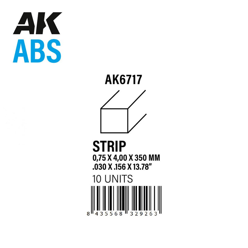 AK Interactive - Strips 0.75mm X 4mm X 350mm - ABS Strip (AK6717)