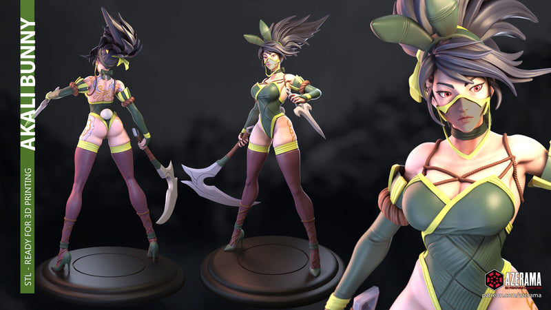 Bunny Akali | Pin-Up Statue Fan Art Miniature Unpainted | Azerama