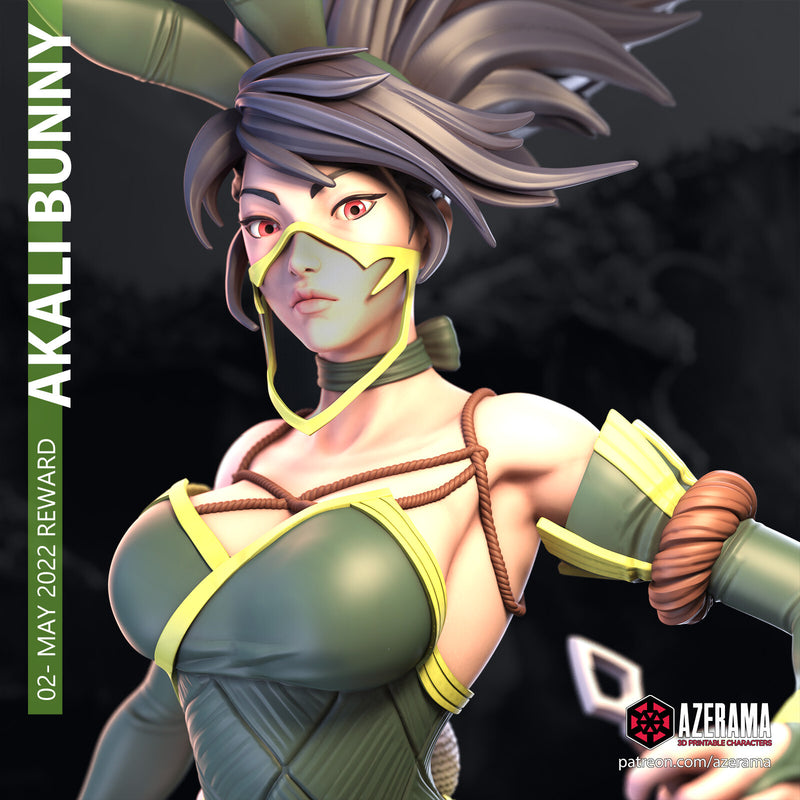 Bunny Akali | Pin-Up Statue Fan Art Miniature Unpainted | Azerama