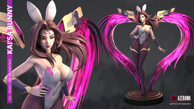 Bunny Kai'Sa | Pin-Up Statue Fan Art Miniature Unpainted | Azerama