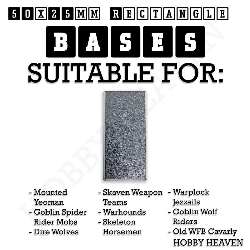 50x25mm Rectangular Plain Plastic Bases