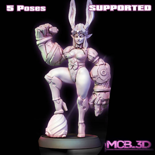 Mecha Elf Bunny, 28/32mm resin fantasy miniature, unpainted