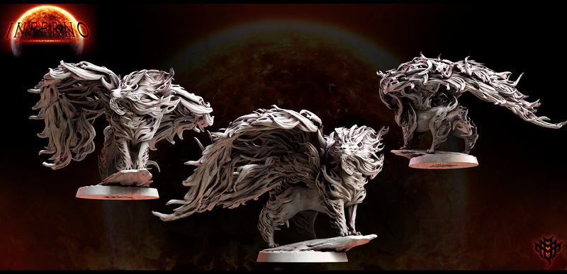 Cinder Lion (Pose 3) | Inferno: All Shall Burn | Fantasy Miniature | Mini Monster Mayhem