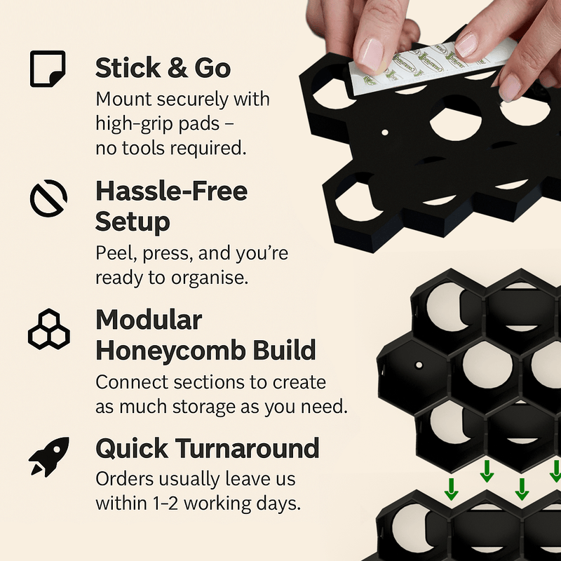 Citadel Paint Storage for 40k: 32mm Hex Wall & Desk Organiser (MODULAR)