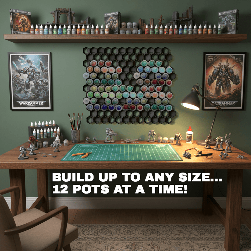 Citadel Paint Storage for 40k: 32mm Hex Wall & Desk Organiser (MODULAR)