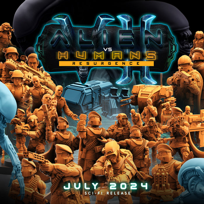 Aliens Vs Humans VII Resurgence Miniatures (Full Set) | Sci-Fi Miniature | Papsikels