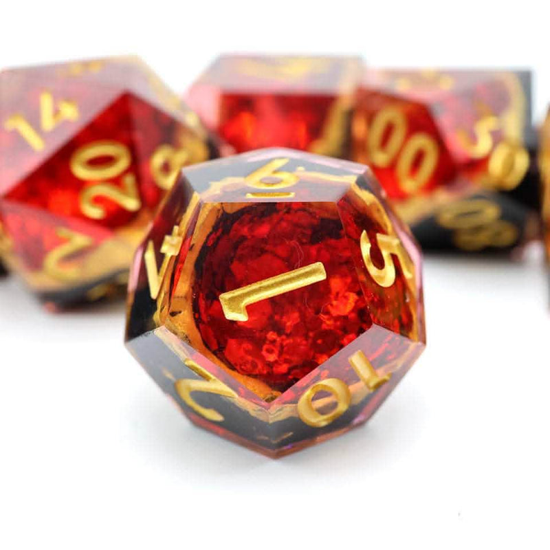 Crimson Abyss | Sharp Edge Dice | Resin | 7 Piece Set
