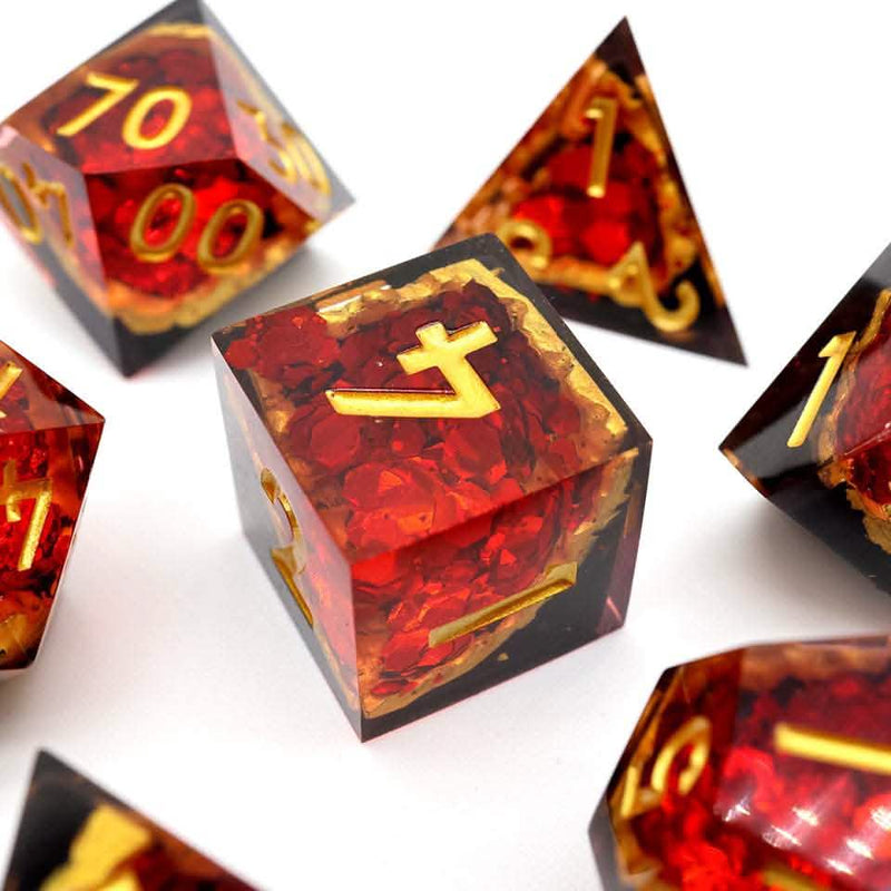 Crimson Abyss | Sharp Edge Dice | Resin | 7 Piece Set