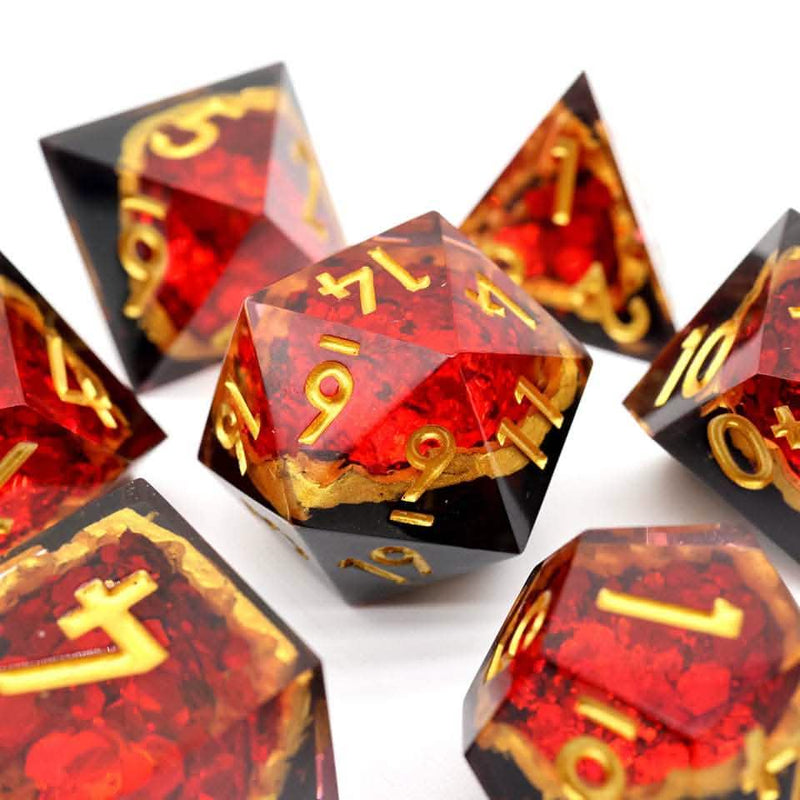 Crimson Abyss | Sharp Edge Dice | Resin | 7 Piece Set