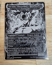 Laser engraved metal card showing full-art illustration, frame and rules text detail