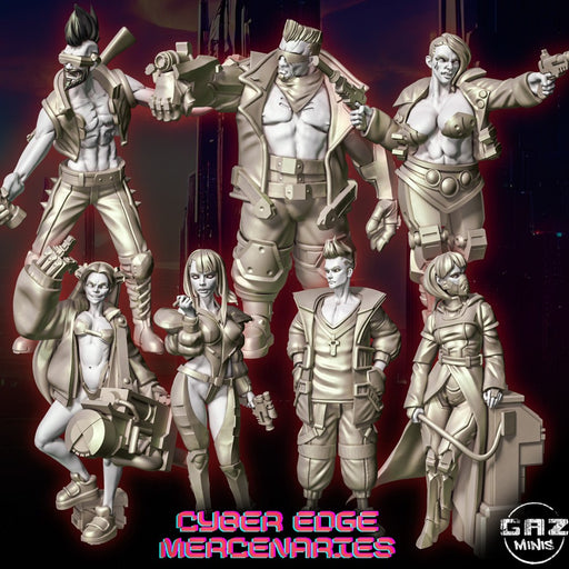 Cyber Edge Mercenaries, 28/32mm resin fantasy miniature, unpainted