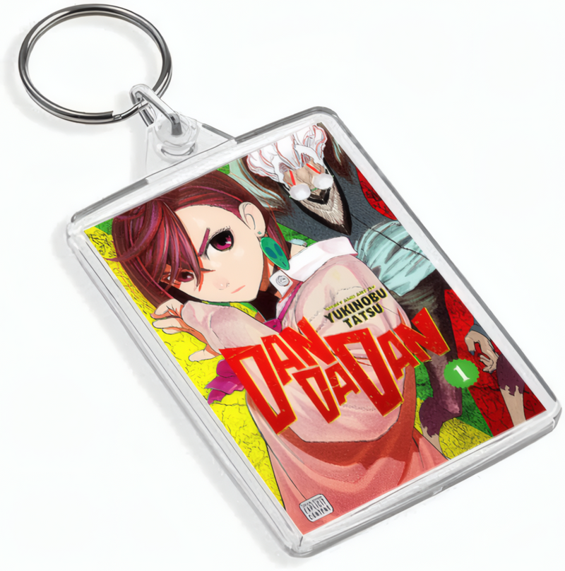 DanDaDan Inspired Manga Cover Art Keyring - Dual Sided English / Japanese