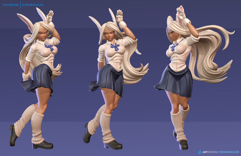 Rabbit Hero Uniform | Pin-Up Statue Fan Art Miniature Unpainted | Dinamuu3D