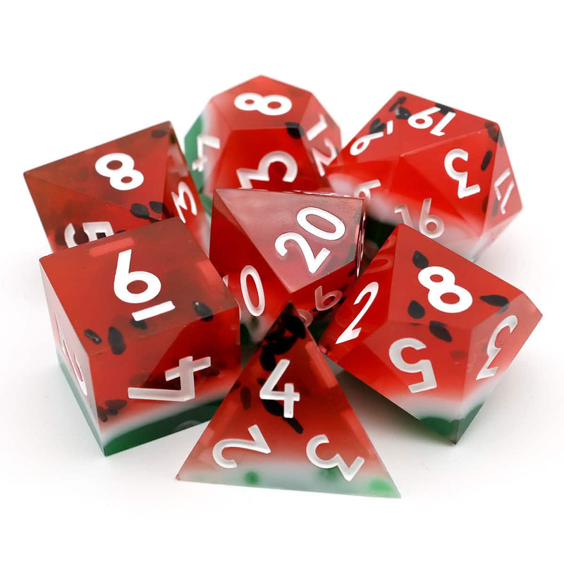Watermelon Sugar | Sharp Edge Dice | Resin | 7 Piece Set