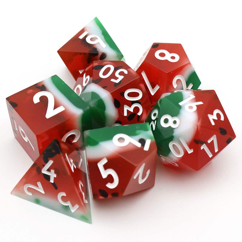 Watermelon Sugar | Sharp Edge Dice | Resin | 7 Piece Set