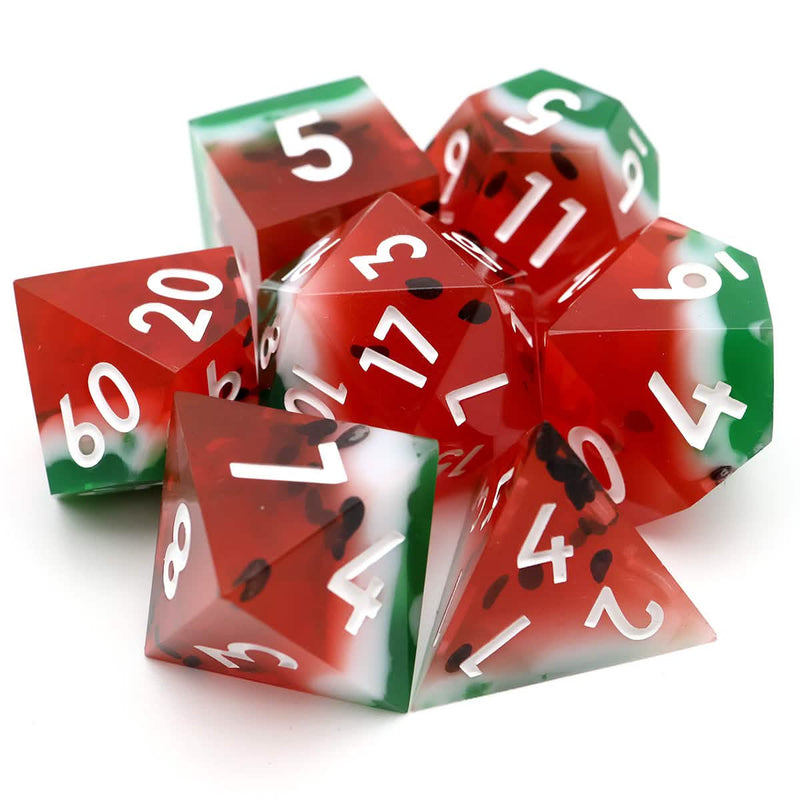 Watermelon Sugar | Sharp Edge Dice | Resin | 7 Piece Set