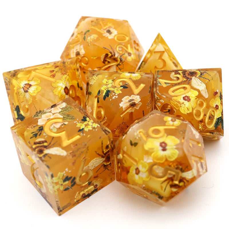Druids Apiary | Sharp Edge Dice | Resin | 7 Piece Set