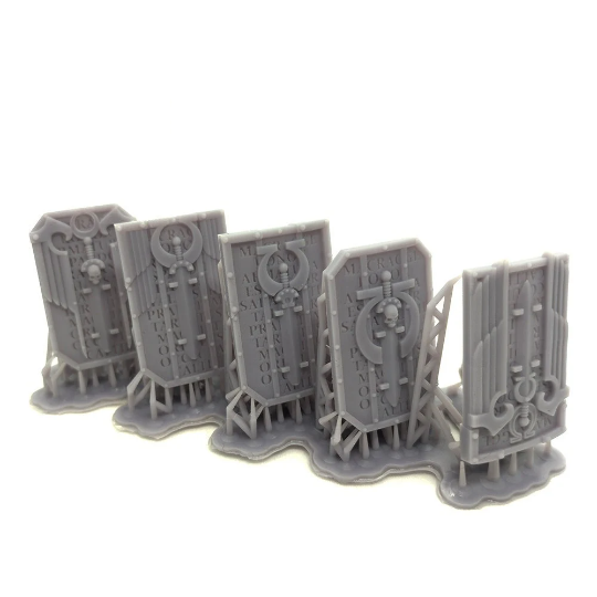 5x Space Warrior Shields | Ultra Vitri | Sci-Fi Grimdark Custom Bitz Wargaming Miniatures 28mm 32mm