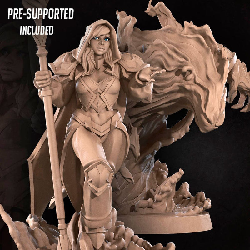 Human Mage Admiral & Elemental (2) | Realm of Bulletcraft Miniatures | Tabletop Fantasy Resin Miniatures | BTB TabletopXtra