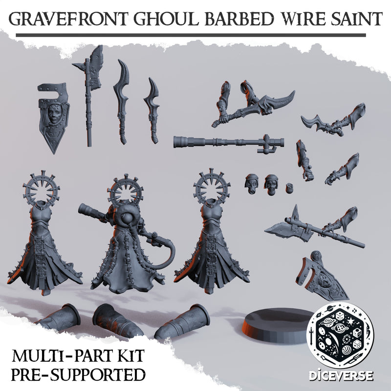 Gravefront Ghoul Barbed Wire Saint Miniatures | Trench Grimdark | Diceverse