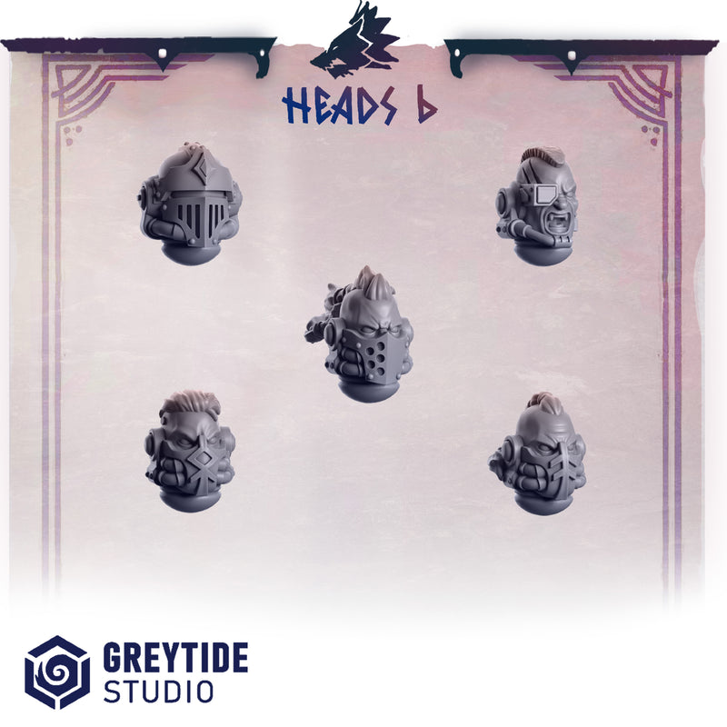 Heads Pack 6 Primal Hounds Conversion Bits For 28mm 32mm Sci-fi Space Knights