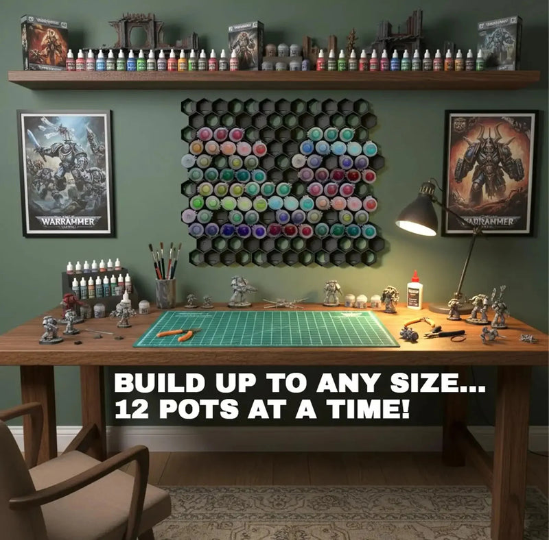 Hobby Paint Storage Rack - Wall Mount for 32mm (Fits Citadel Pots)