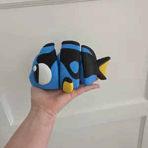 3D Printed Flexi Angel Fish | Dory Inspired Fidget Toy | Desk Buddy | Keychain | Nemo Fish Gift | Articulated Blue Tang Toy