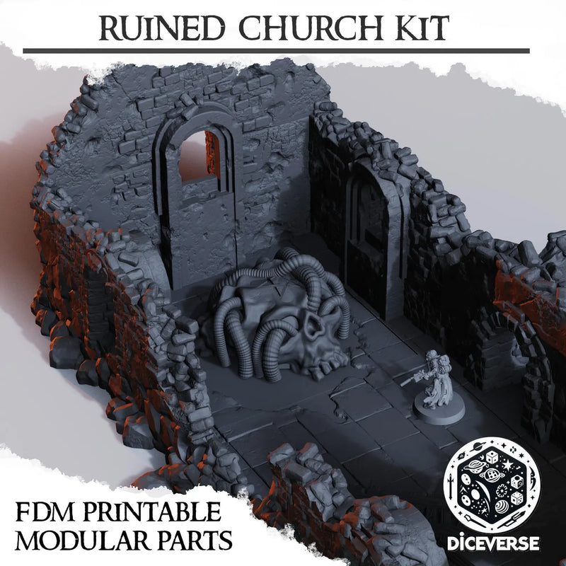 Ruined Church Scenery | Trench Grimdark | Diceverse