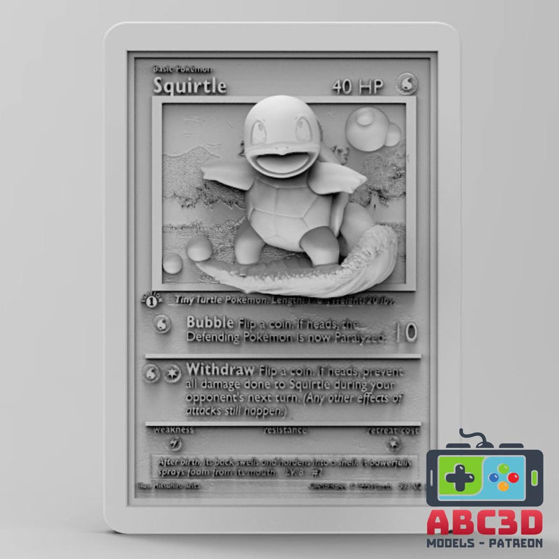 Squirtle 3D Pokemon Card Wall Art Resin Figure Display TCG Collectible