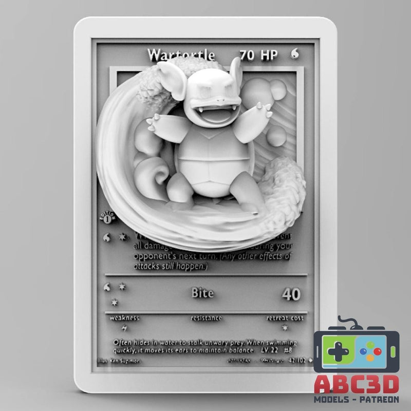 Wartortle 3D Pokemon Card Wall Art Resin Figure Display TCG Collectible