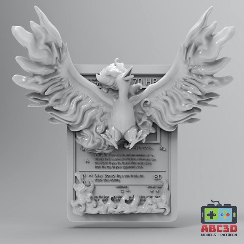 Moltress 3D Pokemon Card Wall Art Resin Figure Display TCG Collectible
