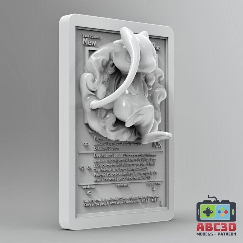 Mew 3D Pokemon Card Wall Art Resin Figure Display TCG Collectible