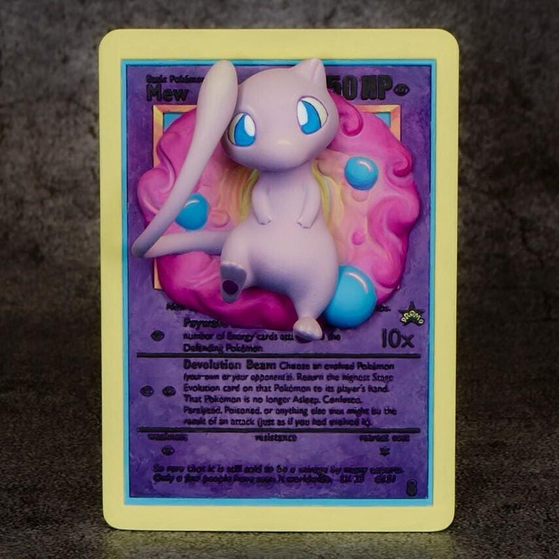 Mew 3D Pokemon Card Wall Art Resin Figure Display TCG Collectible