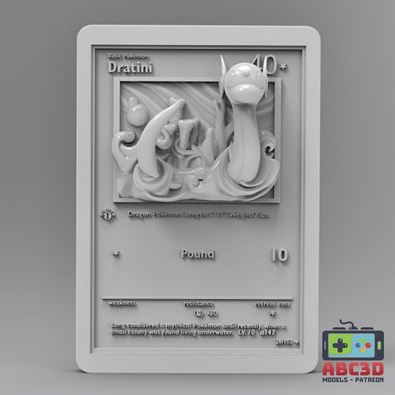 Dratini 3D Pokemon Card Wall Art Resin Figure Display TCG Collectible