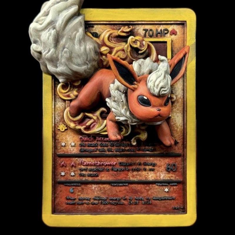 Flareon 3D Pokemon Card Wall Art Resin Figure Display TCG Collectible