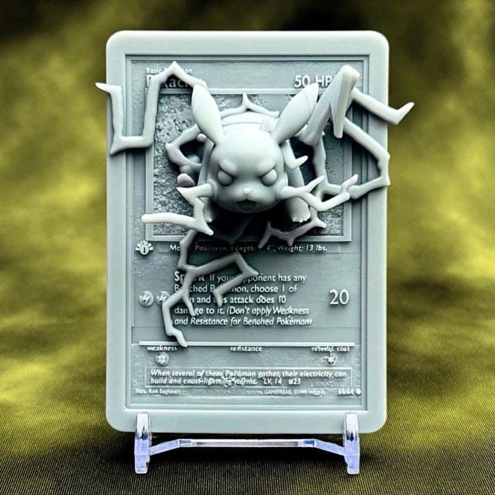 Pikachu 3D Pokemon Card Wall Art Resin Figure Display TCG Collectible