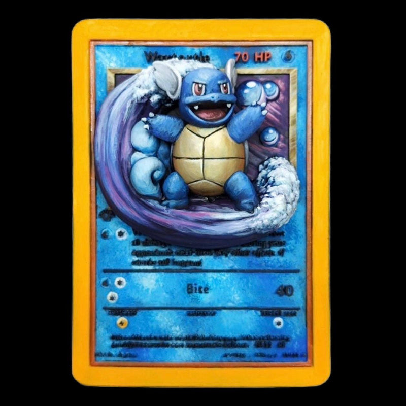 Wartortle 3D Pokemon Card Wall Art Resin Figure Display TCG Collectible