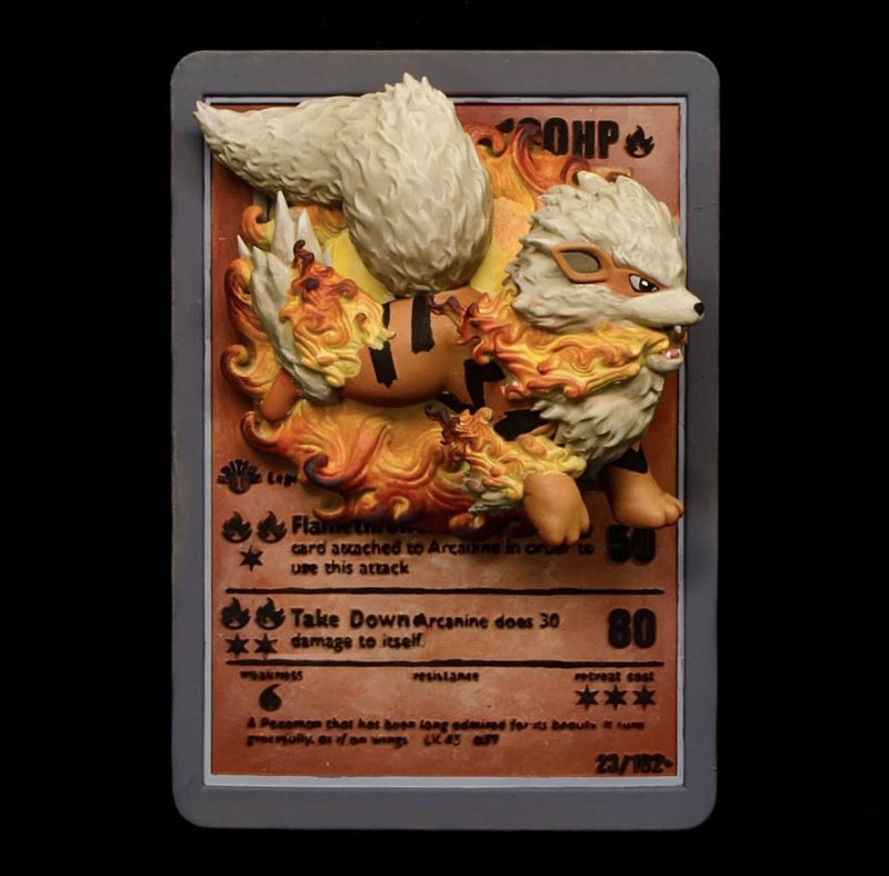 Arcanine 3D Pokemon Card Wall Art Resin Figure Display TCG Collectible