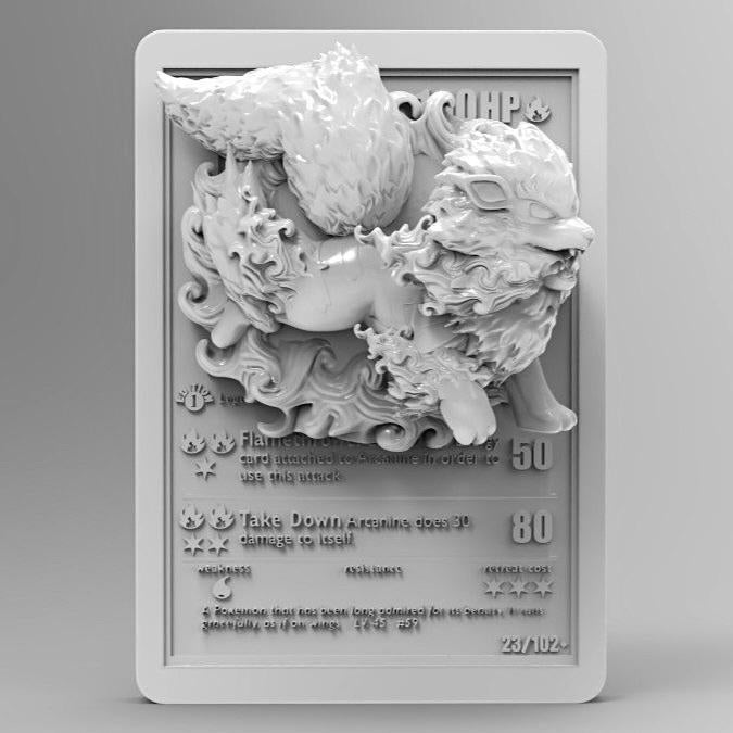 Arcanine 3D Pokemon Card Wall Art Resin Figure Display TCG Collectible