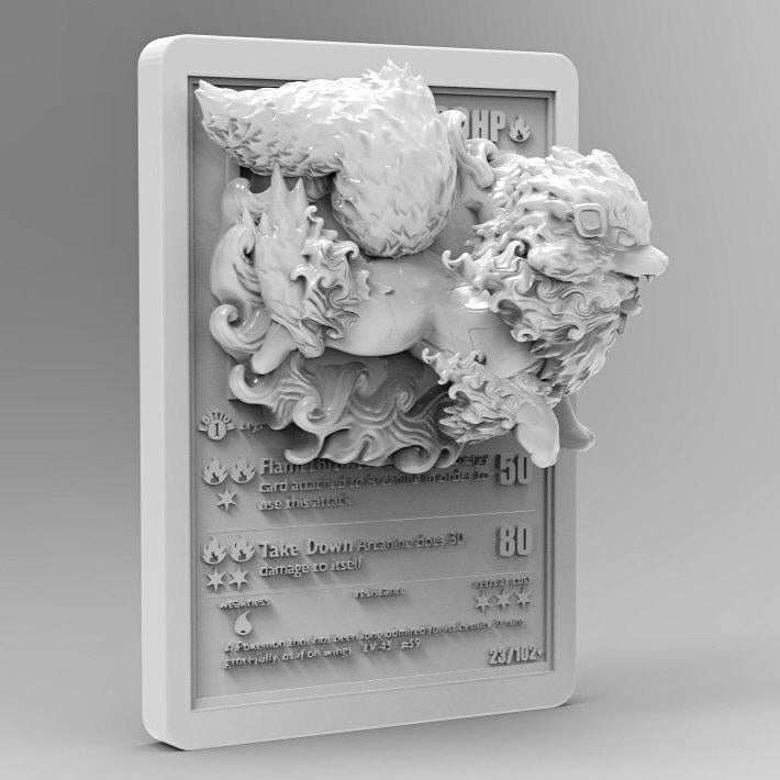 Arcanine 3D Pokemon Card Wall Art Resin Figure Display TCG Collectible