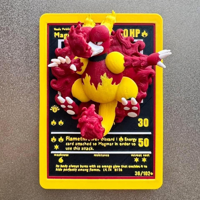 Magmar 3D Pokemon Card Wall Art Resin Figure Display TCG Collectible